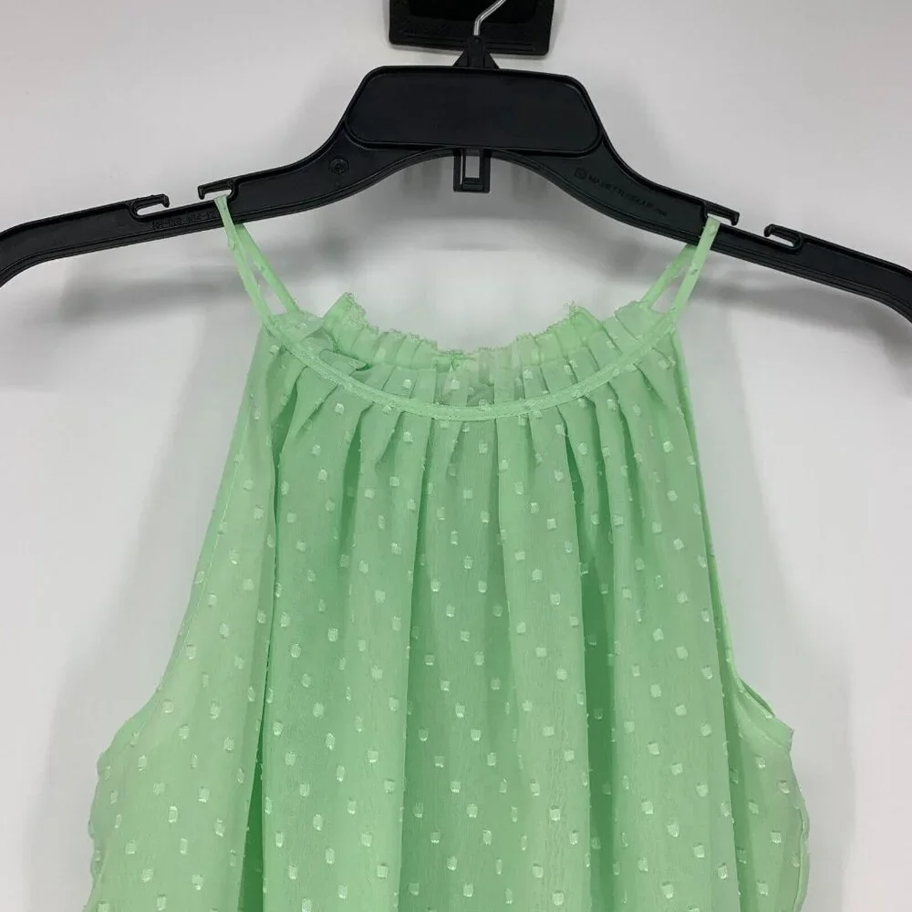 New York & Company Top Green Swiss Dot Sleeveless Halter Tank NWT - Picture 2 of 11